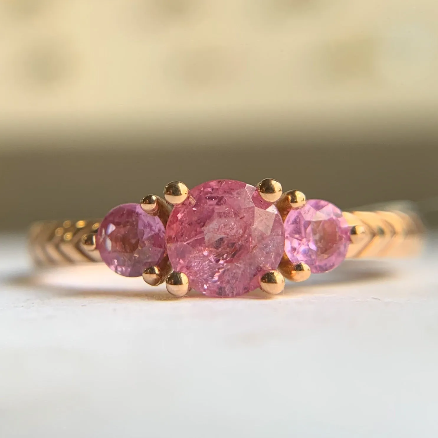 Montana Sapphire Three Stone Rose Gold