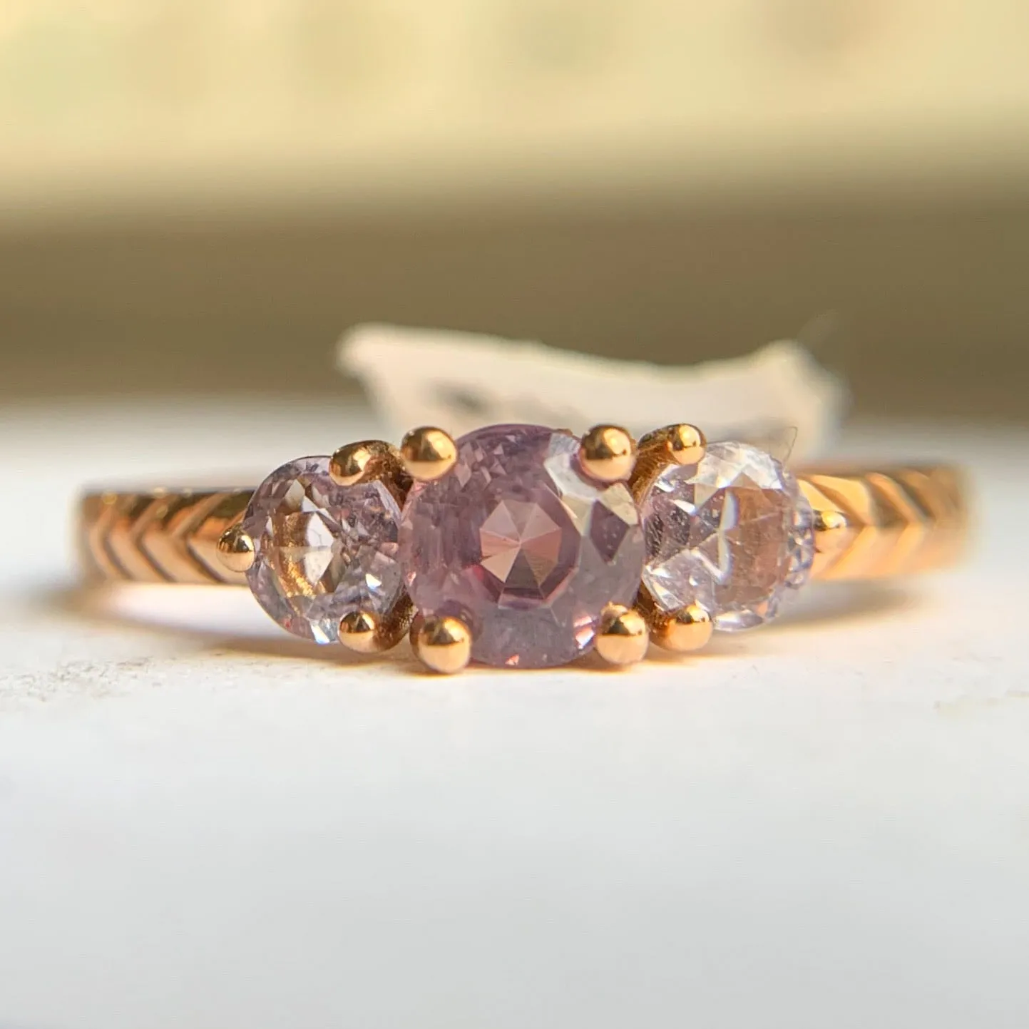 Montana Sapphire Three Stone Rose Gold