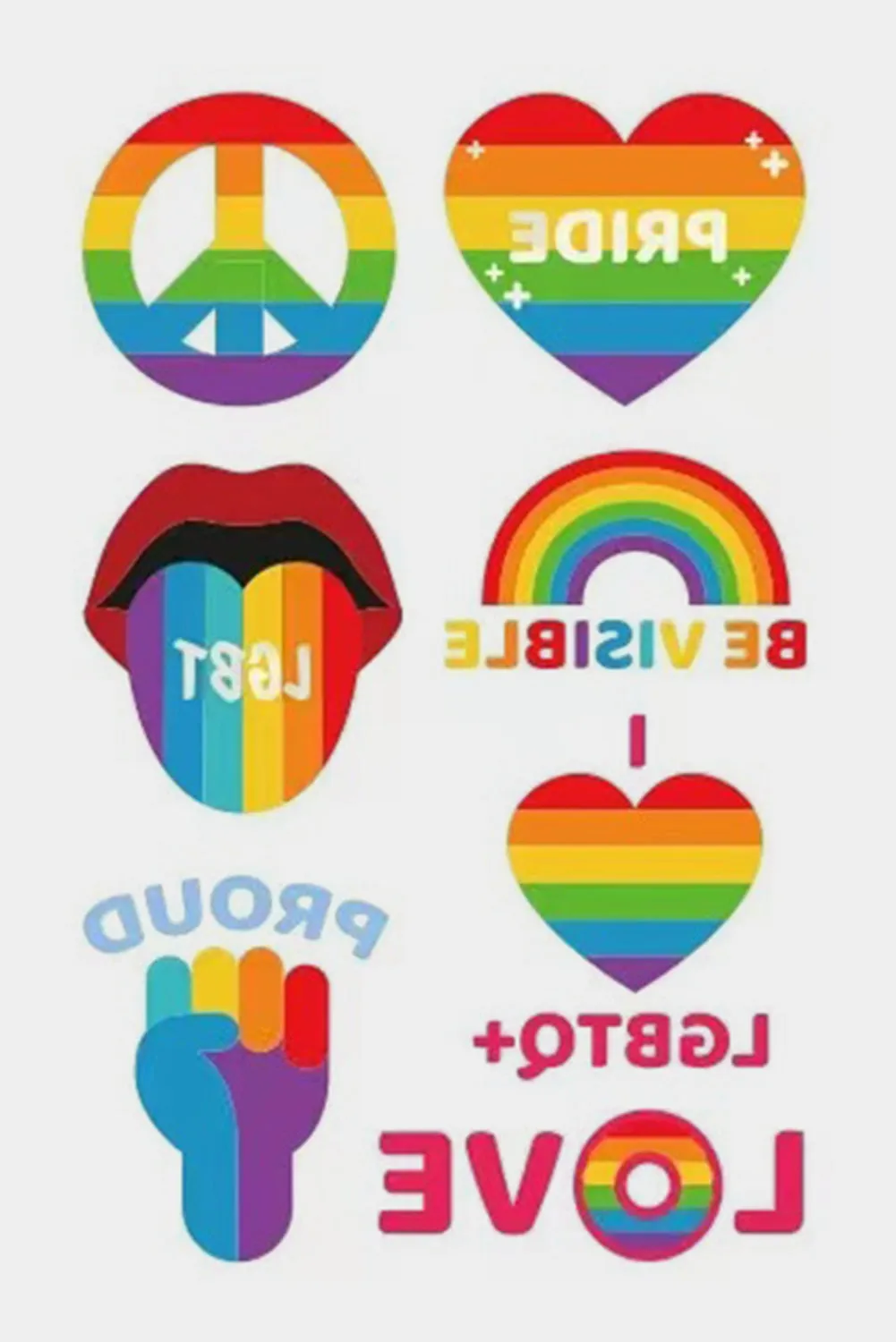 Pride Tattoos Rainbow LGBT Gay Stickers