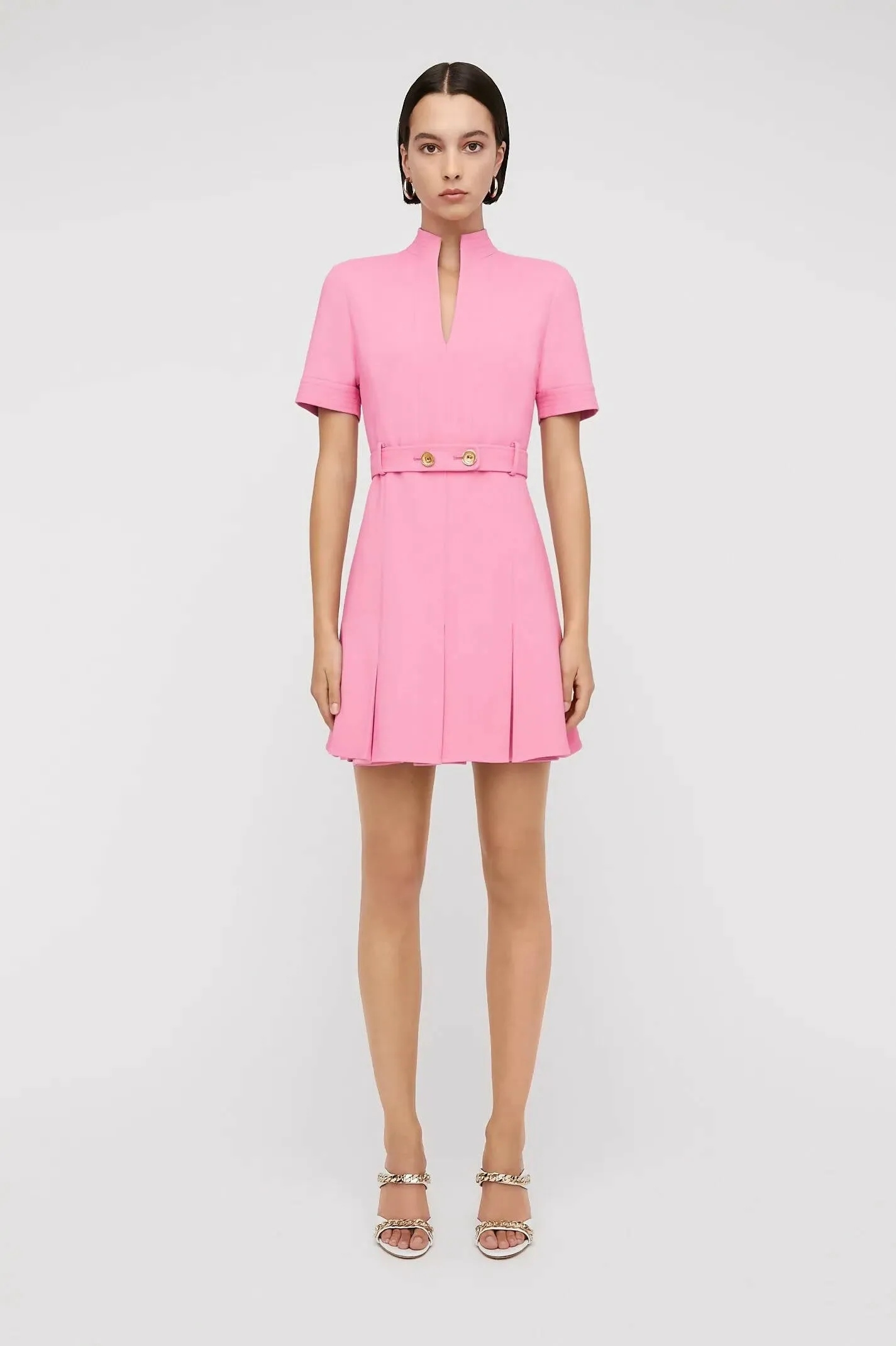 Scanlan Theodore Tailored Pleat Dress Pink Dress