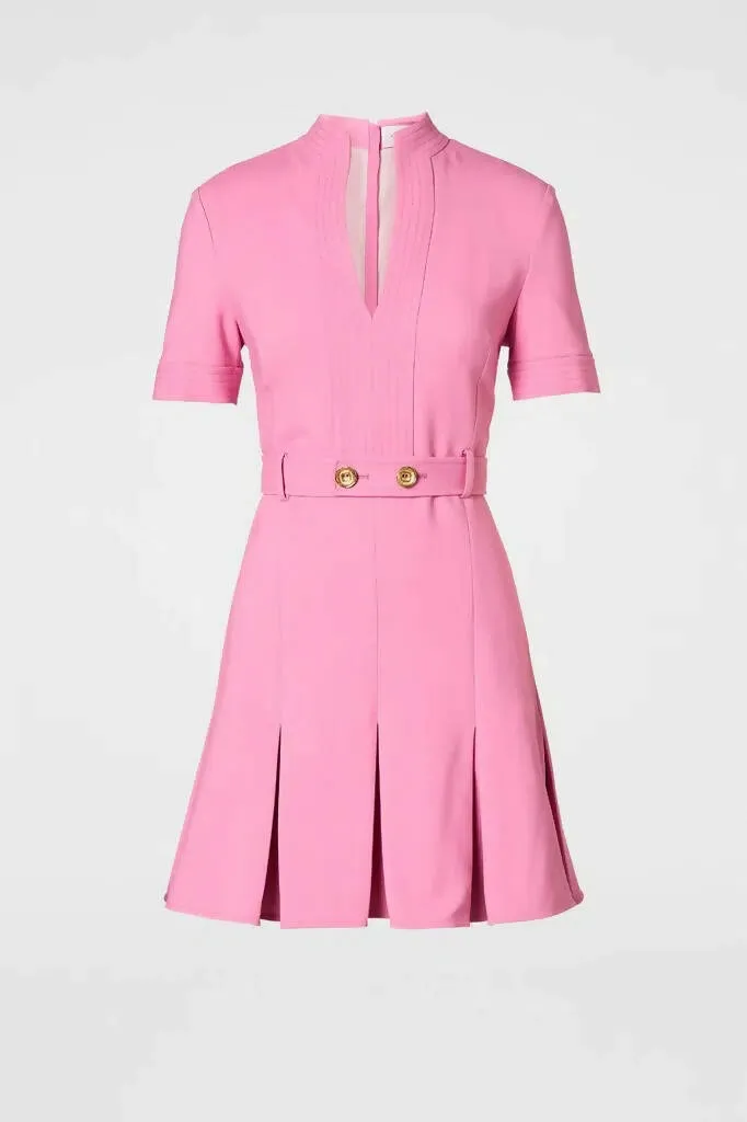 Scanlan Theodore Tailored Pleat Dress Pink Dress