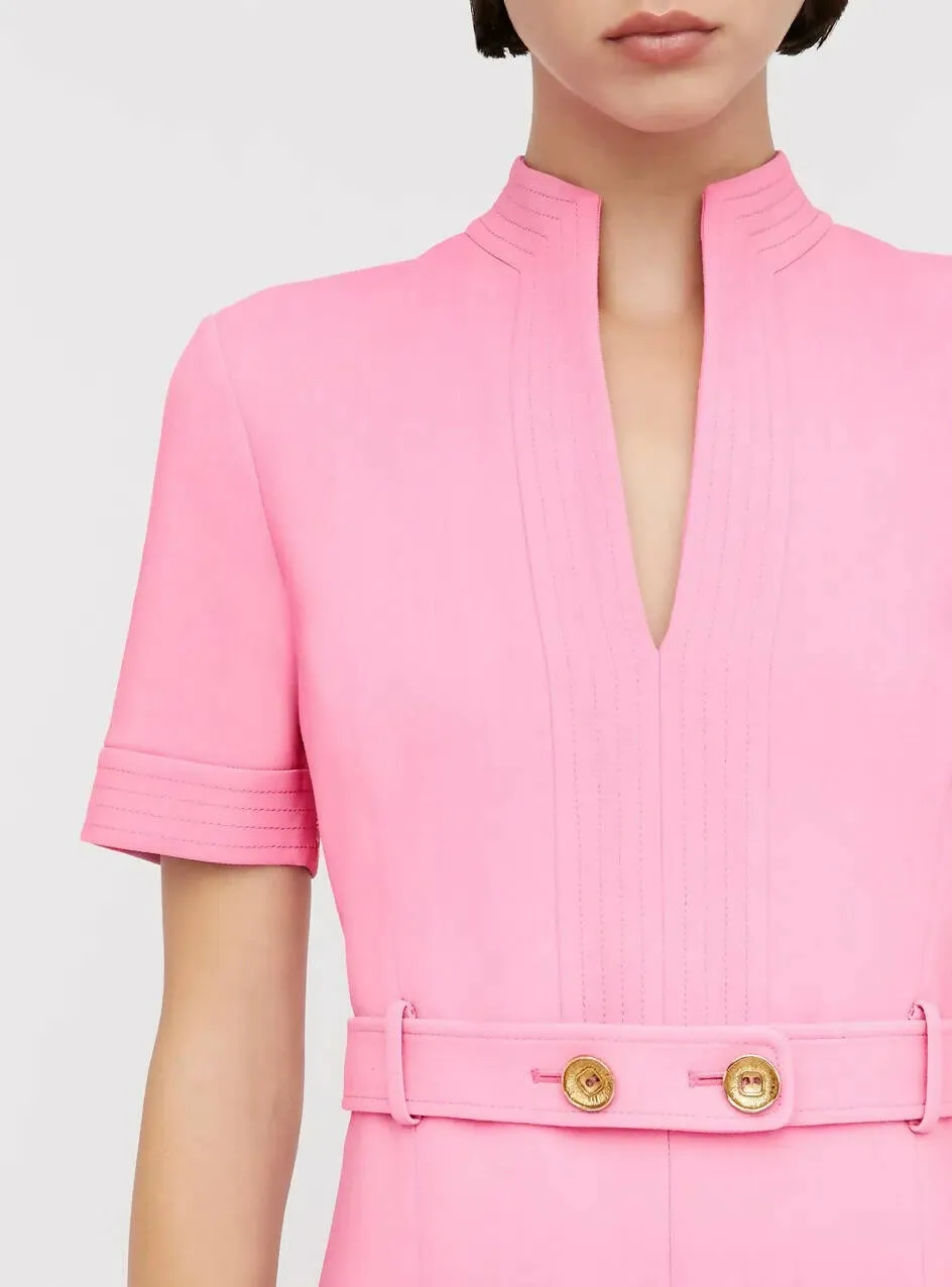 Scanlan Theodore Tailored Pleat Dress Pink Dress