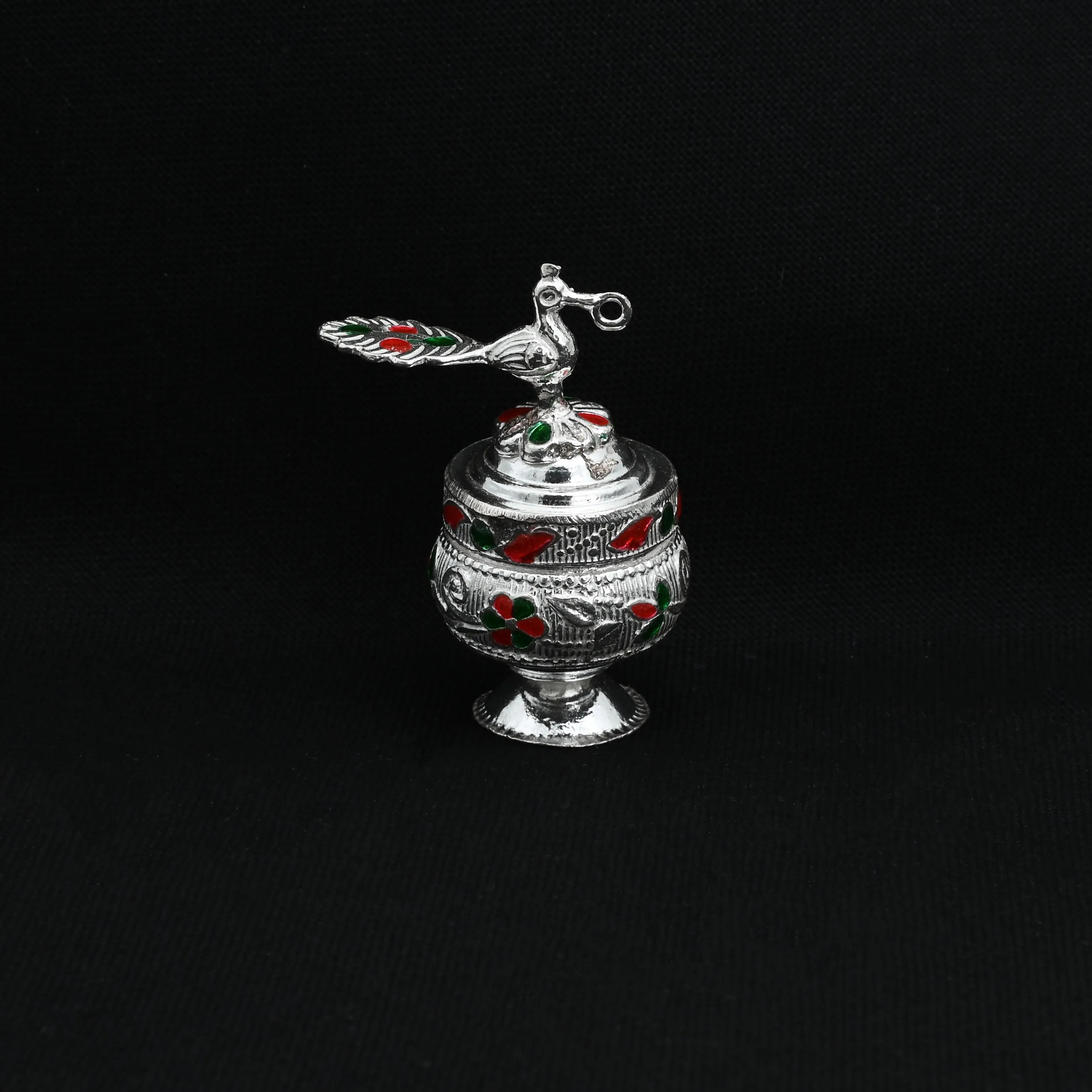 Silver Antique Sindoor Box