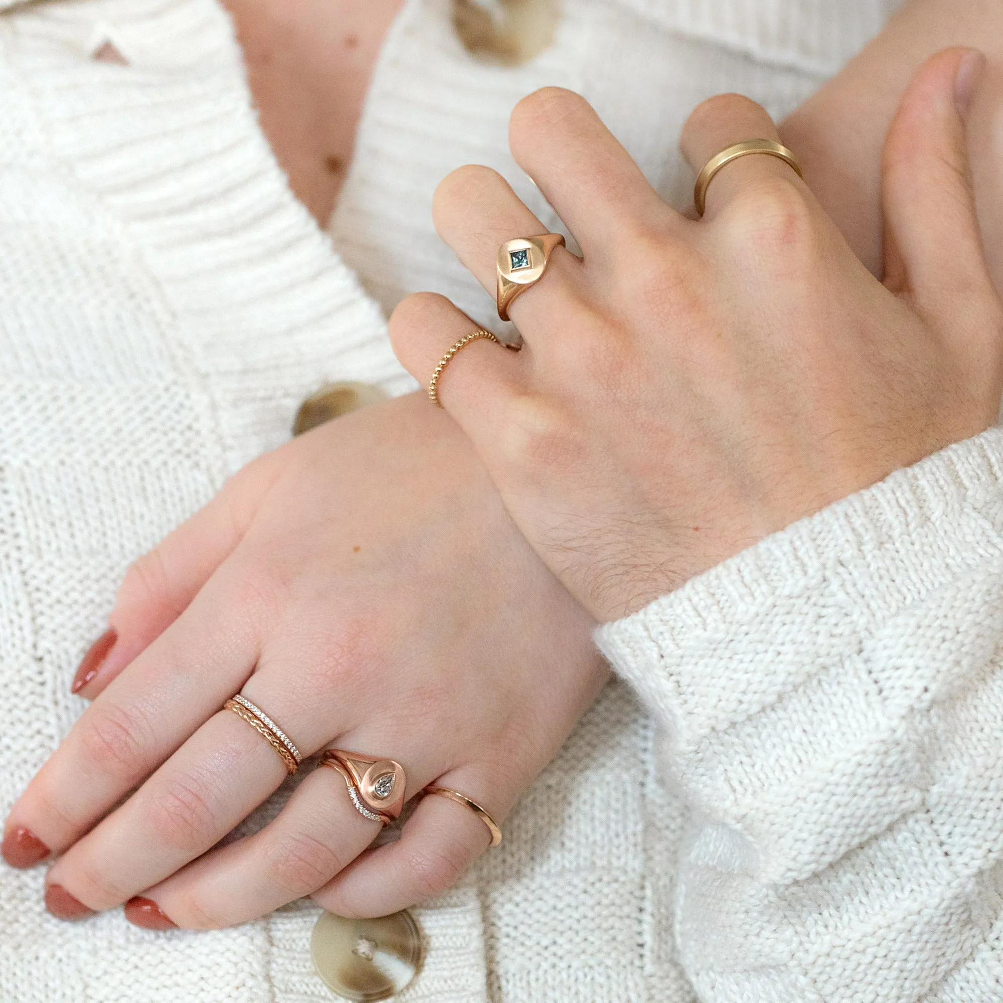 The Signet Ring with a .32ct Pear-Cut White Diamond