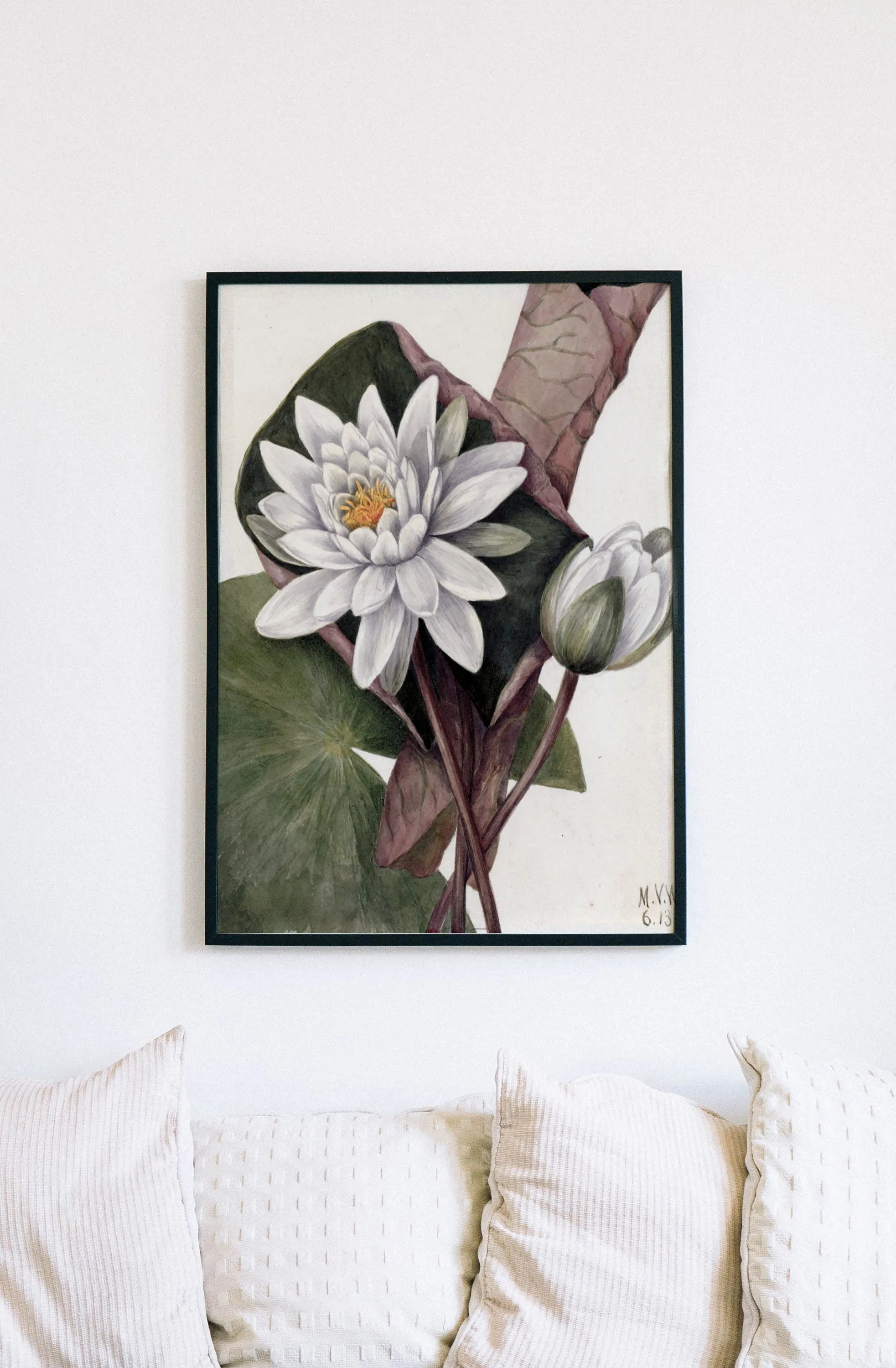 White Floral Plant Kitchen Wall Art
