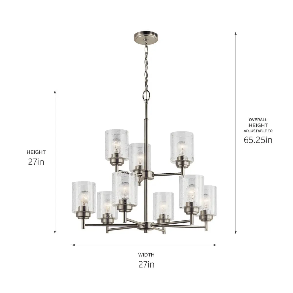 Winslow 27" 9-Light Chandelier, Brushed Nickel Finish