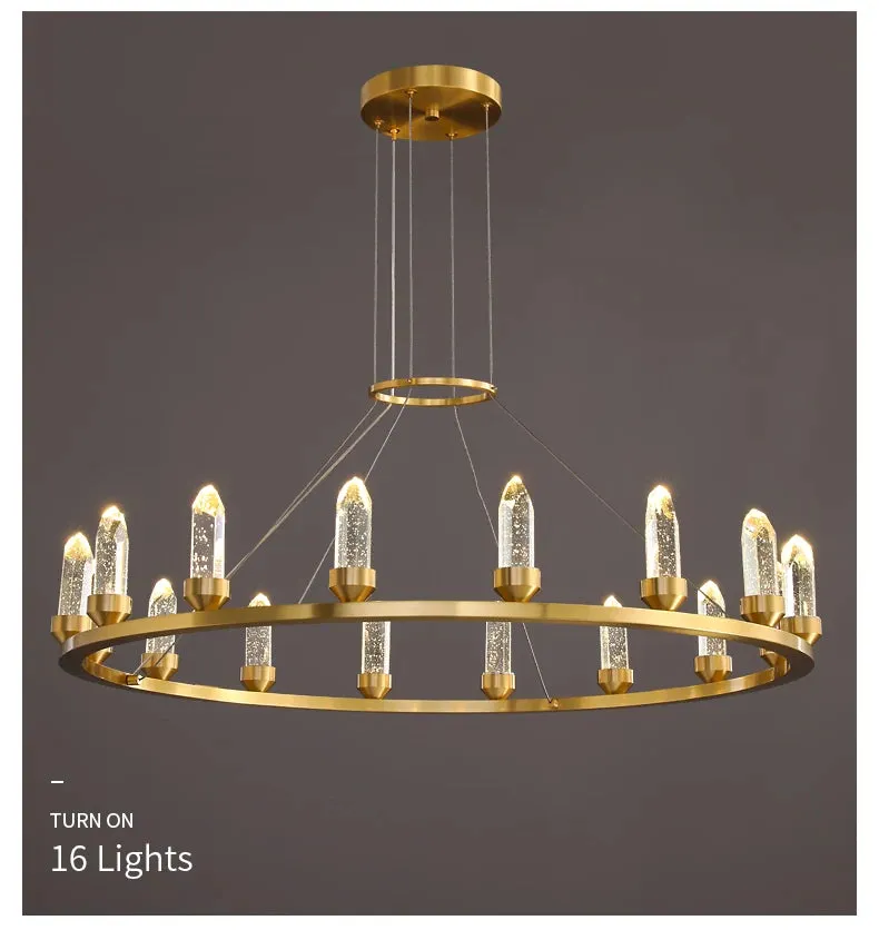 WP Modern Copper Crystal Chandelier Creative Golden Hanging Lamp