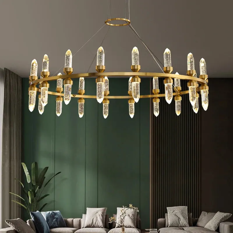 WP Modern Copper Crystal Chandelier Creative Golden Hanging Lamp