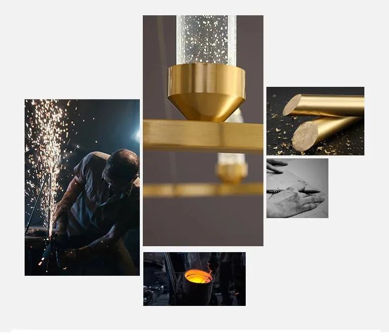 WP Modern Copper Crystal Chandelier Creative Golden Hanging Lamp