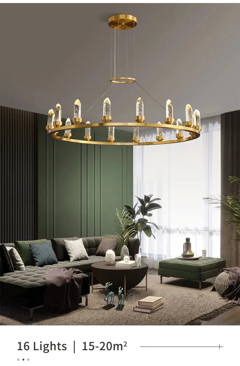WP Modern Copper Crystal Chandelier Creative Golden Hanging Lamp