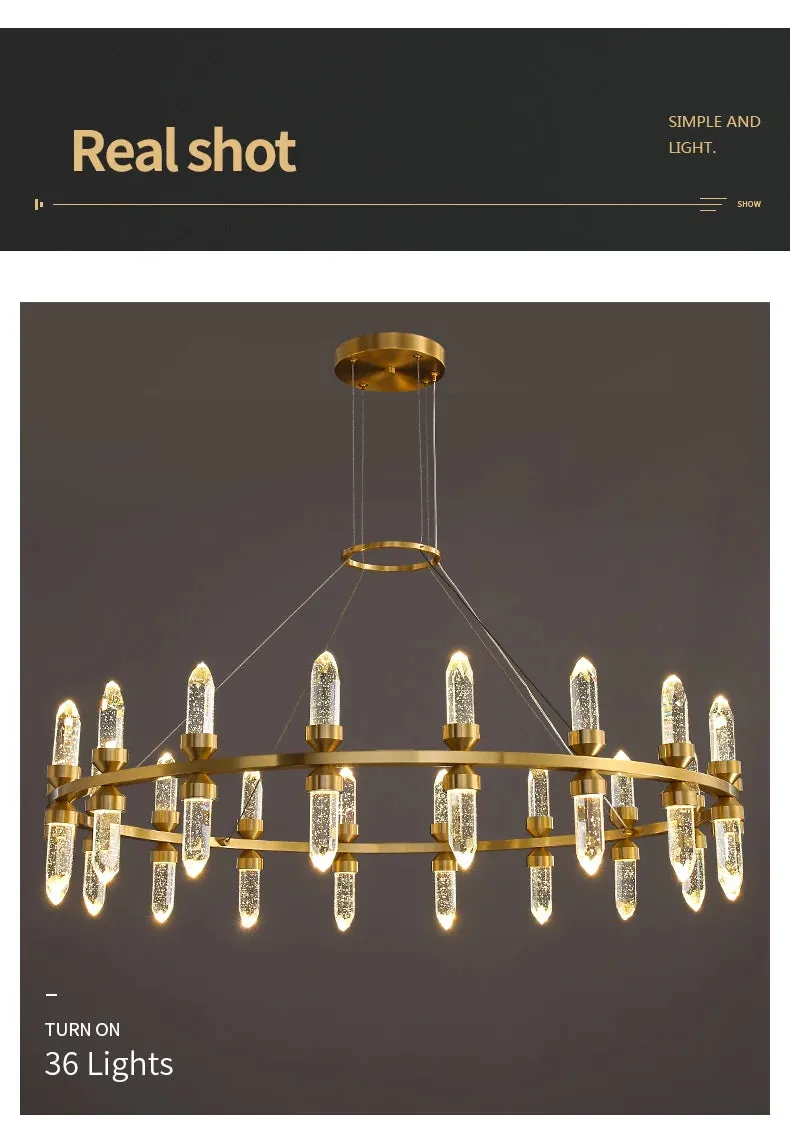 WP Modern Copper Crystal Chandelier Creative Golden Hanging Lamp