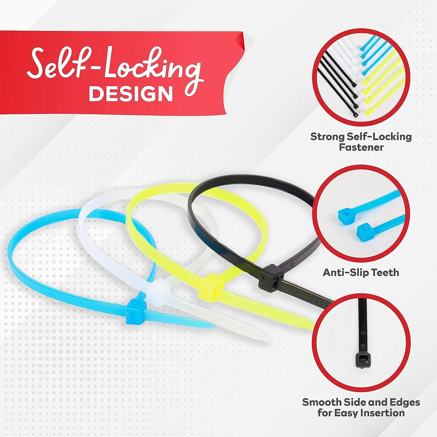 XFasten Cable Ties | Multicolor | 8" & 12" | 200 Pieces
